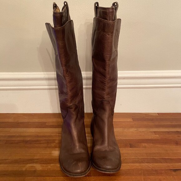 Frye Paige Tall Brown Leather Pull On  Riding Boots Women's Size 7.5B - Picture 4 of 13